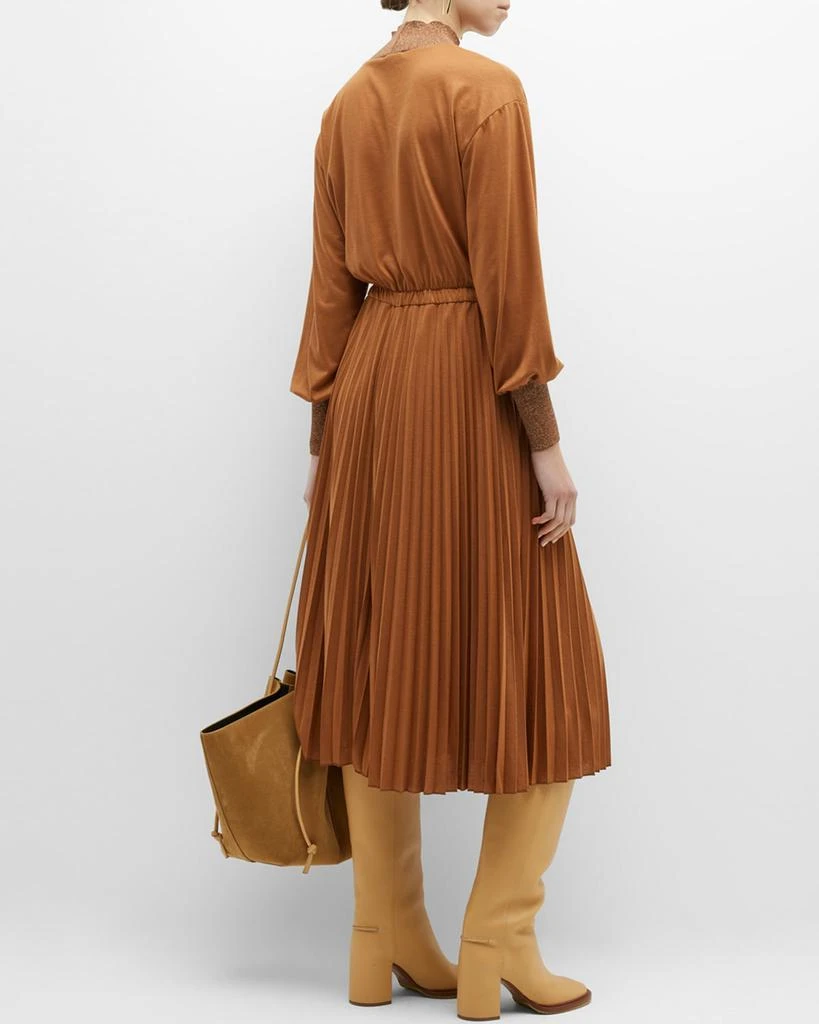 Burda Pleated Mock-Neck Jersey Midi Dress 商品