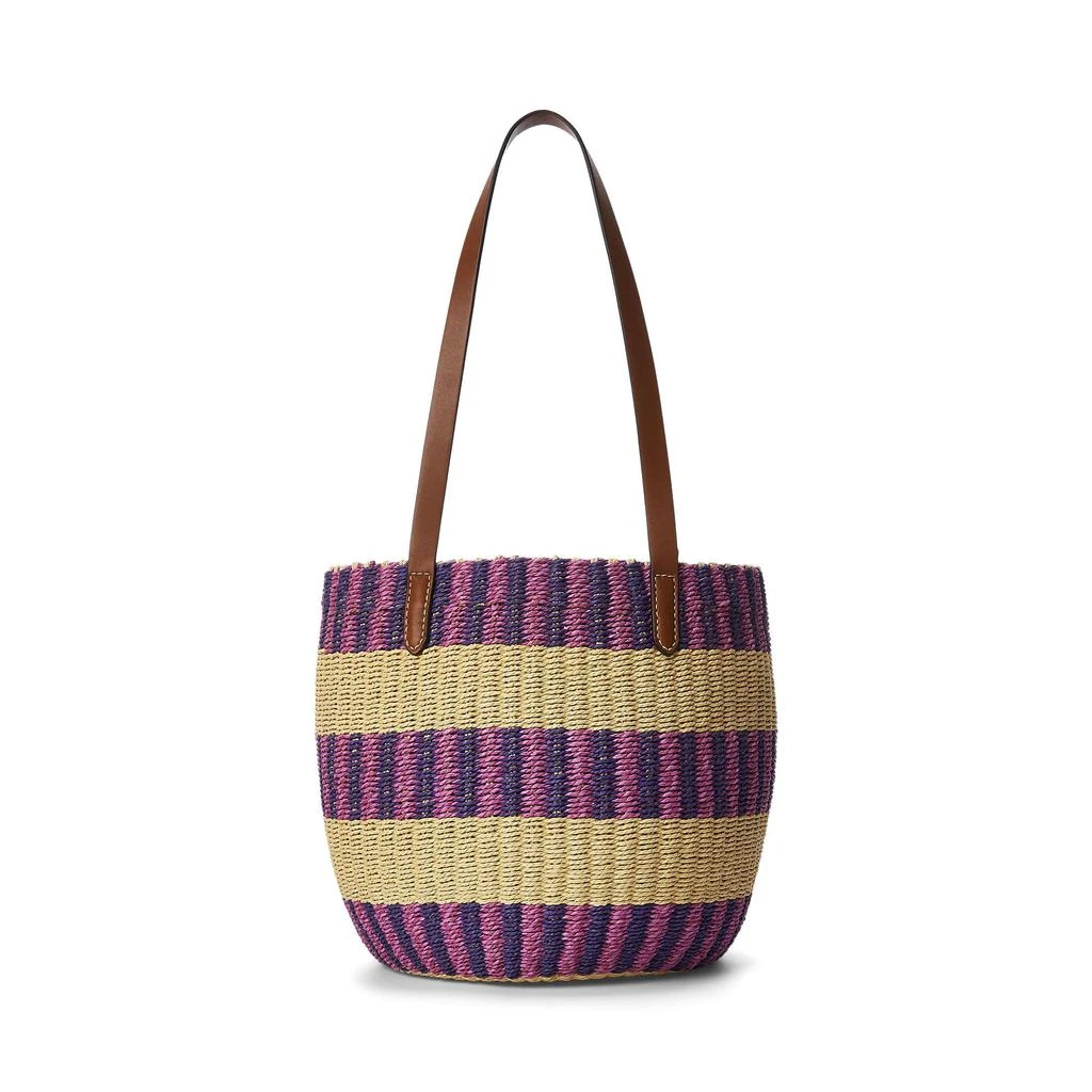 商品Ralph Lauren|Striped Straw Medium Hartley Tote Bag,价格¥1974,第2张图片详细描述