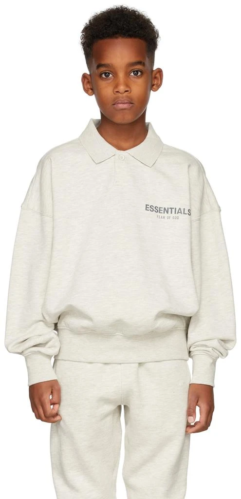 商品Essentials|Kids Off-White French Terry Long Sleeve Polo,价格¥291,第2张图片详细描述