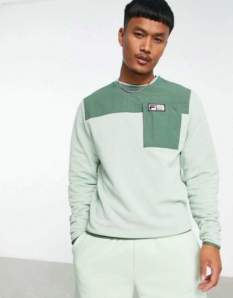 商品Fila|Fila colourblock sweatshirt with logo in green,价格¥267,第2张图片详细描述