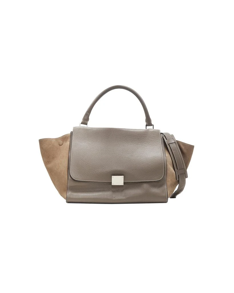 商品[二手商品] Celine|OLD CELINE Trapeze grey leather suede flap top handle flap satchel shoulder bag,价格¥8183,第1张图片