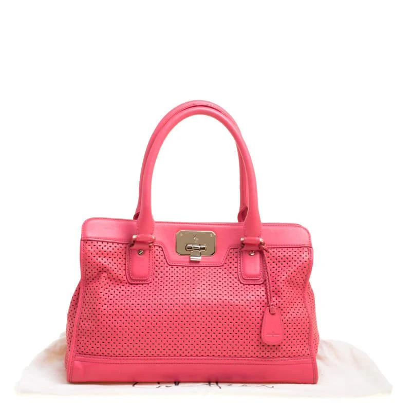 Cole Haan Pink Laser Cut Leather Vintage Valise Novelty Kendra Tote 商品