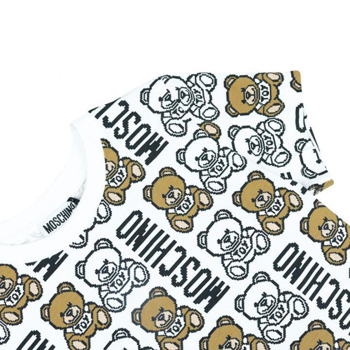 商品Moschino|White Repeated Pixel Teddy & Logo T Shirt,价格¥254,第4张图片详细描述
