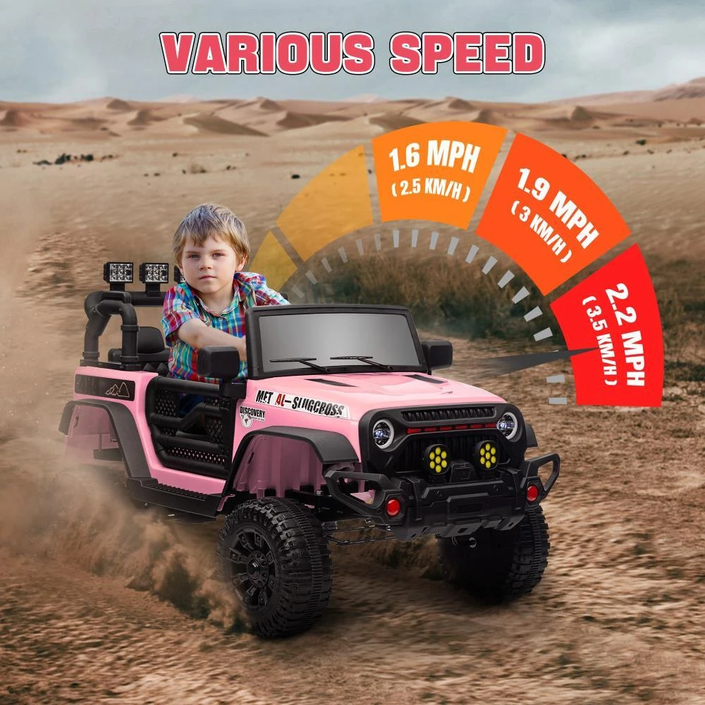 Qaba 12V Ride on Truck, Electric Car for Kids, Battery Powered Ride on Car, Parent Remote, 4 Suspension Wheels, Music Horn LED Lights, Pink 商品