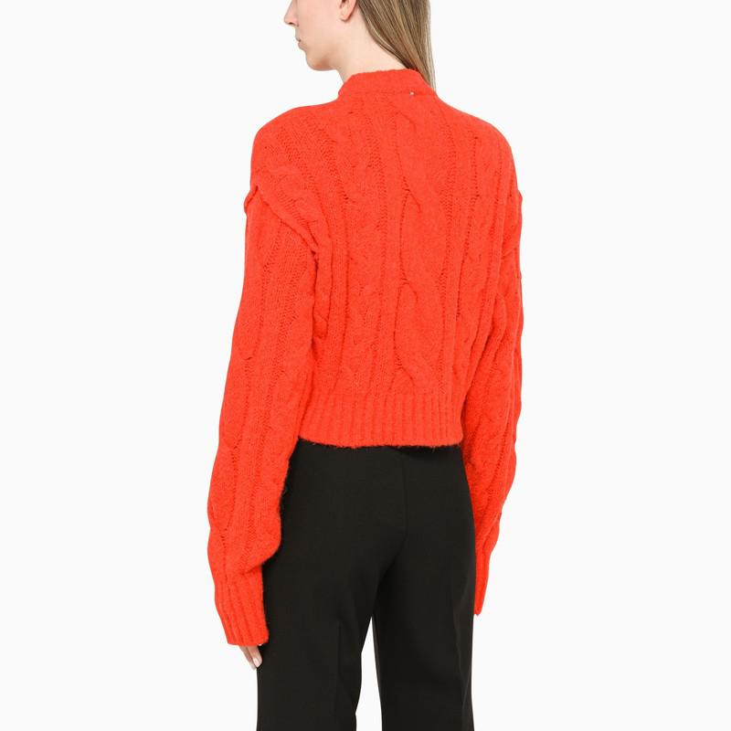 Cropped orange cable knit sweater商品第3张图片规格展示