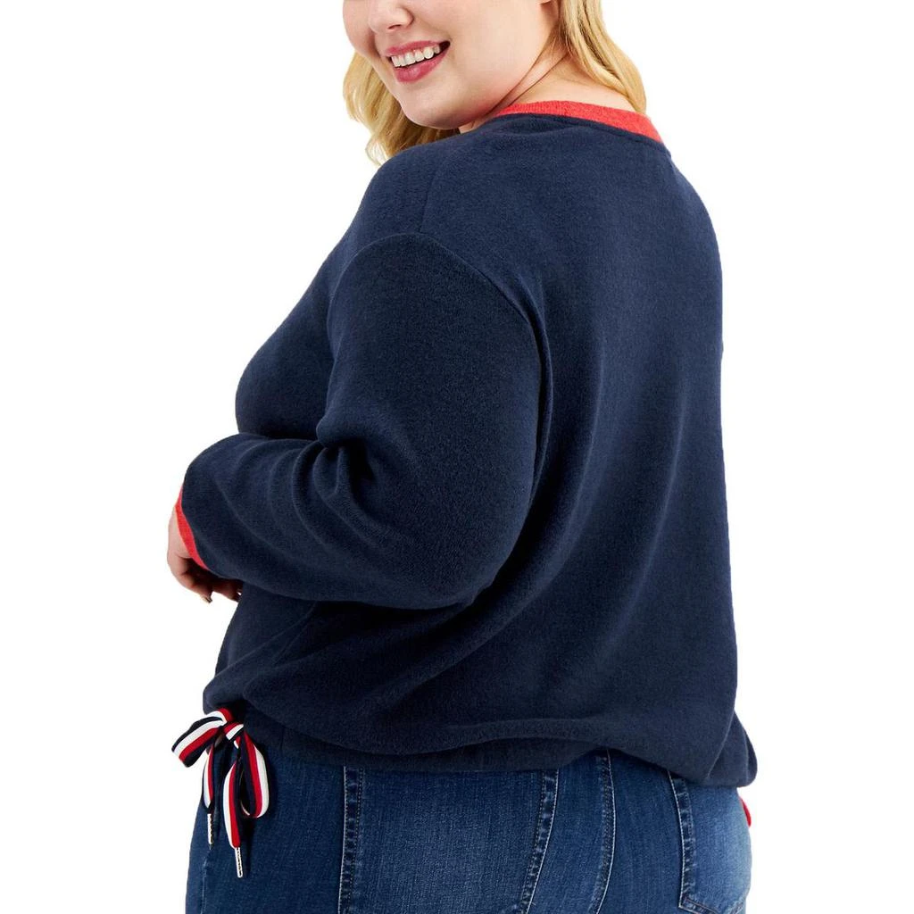 商品Tommy Hilfiger|Tommy Hilfiger Womens Plus Cozy Ribbed Trim Sweatshirt,价格¥90,第2张图片详细描述