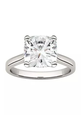 商品Charles & Colvard|Colvard 3 1 3 Ct. T.w. Lab Created Moissanite Cushion Solitaire Ring In 14K White Gold,价格¥8991,第1张图片