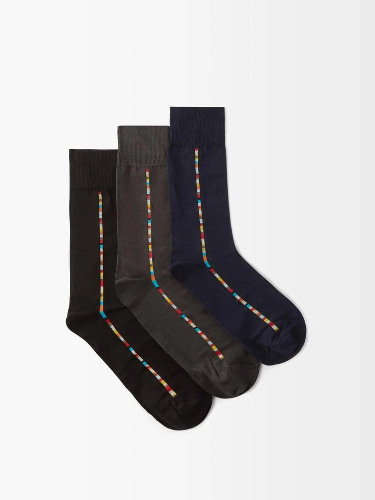 商品Paul Smith|Pack of three Signature stripe cotton-blend socks,价格¥550,第1张图片