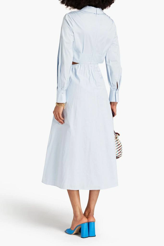 商品Self Portrait|Gathered cutout cotton-poplin midi dress,价格¥761,第3张图片详细描述