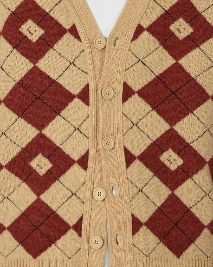 商品Acne Studios|Argyle Jacquard Cardigan Biscuit Beige / Deep Red,价格¥1450,第5张图片详细描述