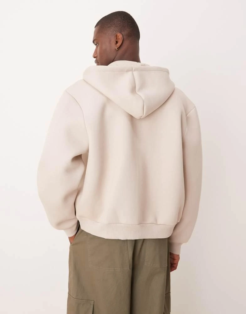 商品ASOS|ASOS DESIGN boxy oversized heavyweight scuba zip through hoodie in beige,价格¥417,第3张图片详细描述