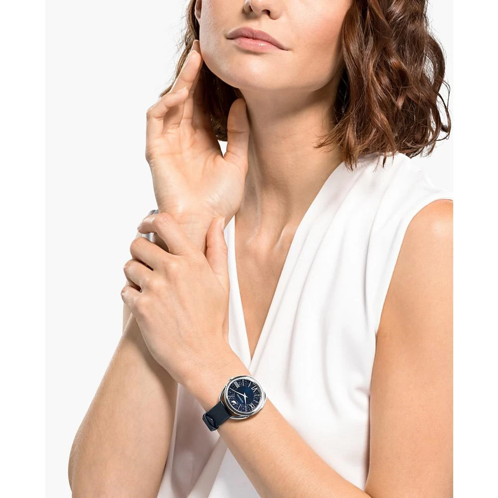 商品Swarovski|Women's Swiss Crystalline Glam Dark Blue Leather Strap Watch 35mm,价格¥2252,第2张图片详细描述
