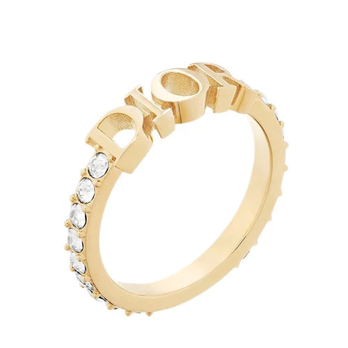 商品Dior|DIOR/迪奥 21年款DIO(R)ÉVOLUTION系列 女士金色镂空dior字母外圈镶白色水晶戒指指环R1009DVOCY_D301,价格¥2640,第1张图片