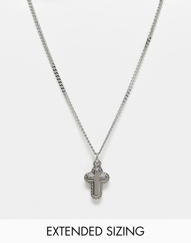 商品ASOS|ASOS DESIGN waterproof stainless steel necklace with mini cross pendant in silver,价格¥95,第1张图片