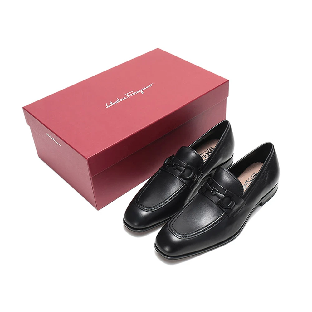SALVATORE FERRAGAMO 男士黑色ASTEN系列牛皮革商务休闲单鞋 0705673 商品