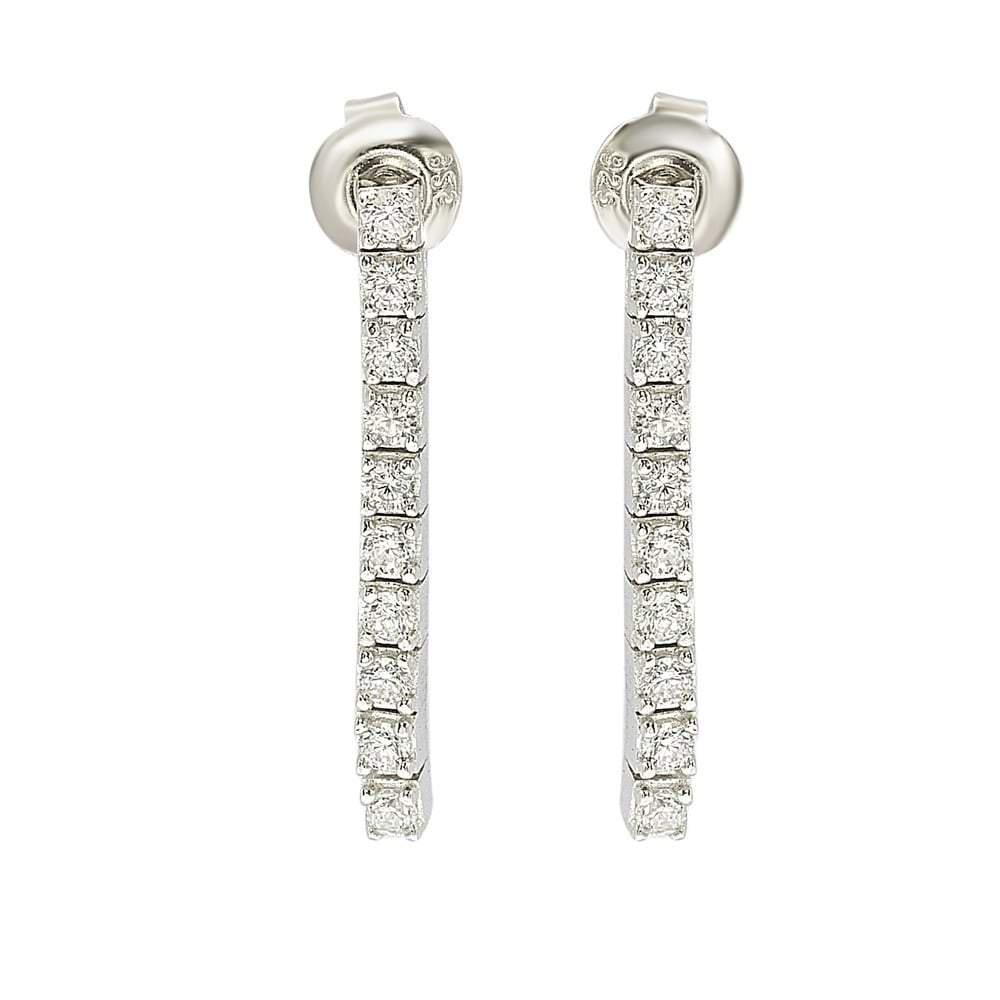 Suzy Levian Sterling Silver Cubic Zirconia White Line Dangle Earrings商品第1张图片规格展示