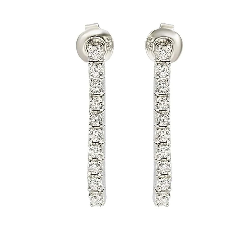 商品Suzy Levian|Sterling Silver Cubic Zirconia White Line Dangle Earrings,价格¥710,第1张图片