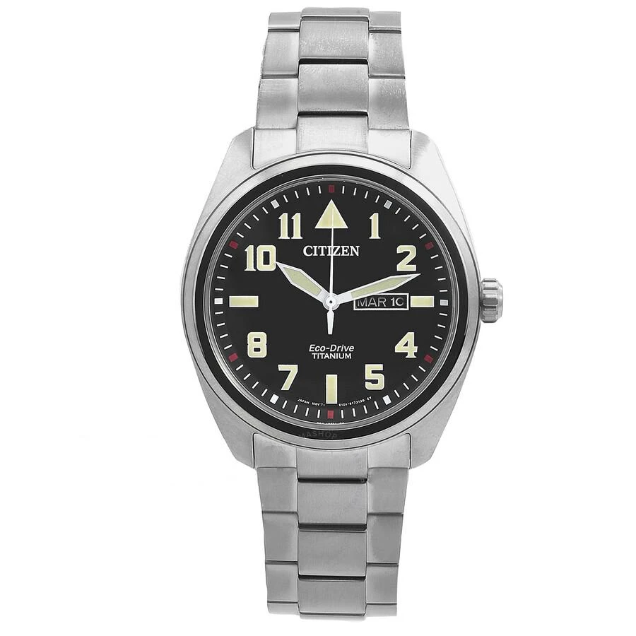 商品Citizen|Garrison Eco-Drive Black Dial Super Titanium Men's Watch BM8560-88E,价格¥1423,第1张图片