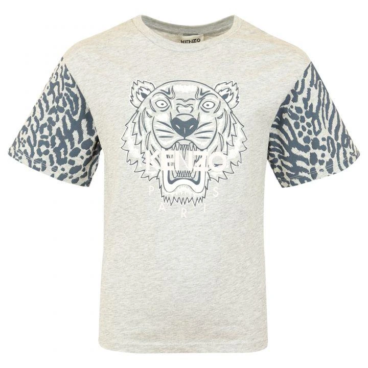 商品Kenzo|Grey Tiger Print Sleeve T Shirt,价格¥309,第1张图片