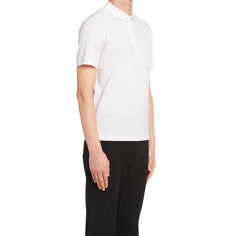 商品Prada|【预售3-7天】PRADA/普拉达  男士白色纯珠地棉三角徽标短袖Polo衫UJN444_XGS_F0009_S_181,价格¥4362,第5张图片详细描述