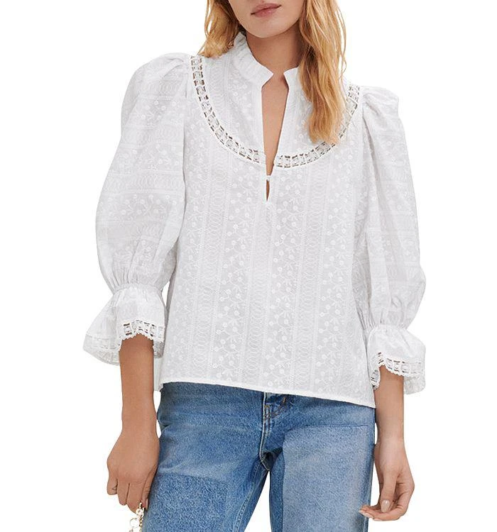 商品Maje|Limoges Embroidered Lace Trim Blouse,价格¥1542,第1张图片