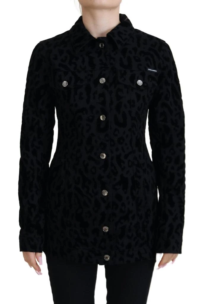 商品Dolce & Gabbana|Dolce & Gabbana Black Leopard Long Sleeve Denim Cotton Jacket,价格¥3649,第1张图片