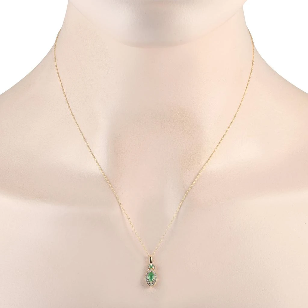 商品LB Exclusive|14K Yellow Gold 0.07ct Diamond and Emerald Pendant Necklace PD4-16299YEM,价格¥1823,第3张图片详细描述