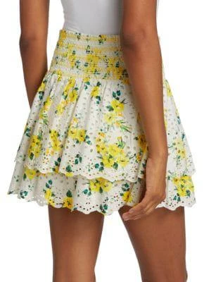 商品Alice + Olivia|Bethie Smocked Tiered Ruffle Miniskirt,价格¥930,第2张图片详细描述
