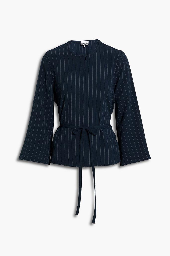 商品Ganni|Tie-front striped crepe blouse,价格¥359,第5张图片详细描述