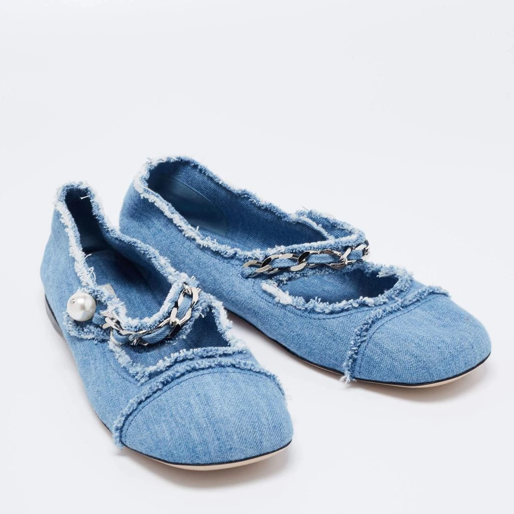 商品[二手商品] Miu Miu| Miu Miu Blue Denim Chain Strap Mary Jane Ballet Flats Size 40,价格¥1495,第4张图片详细描述