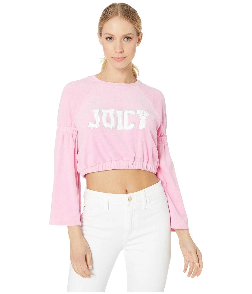 商品Juicy Couture|Ruffle Sleeve Microterry Logo Pullover,价格¥101,第1张图片