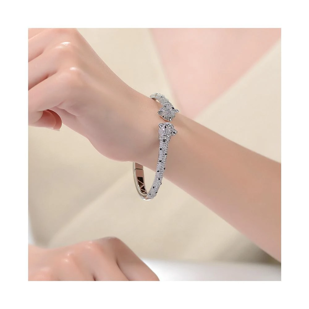 商品Rachel Glauber|RA Cubic Zirconia White Gold Plated Fauna Bangle Bracelet,价格¥1310,第2张图片详细描述