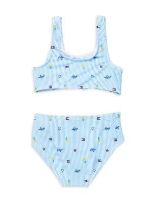 商品Tommy Hilfiger|​Little Girl’s 2-Piece Ithaca Stripe Bikini Set,价格¥101,第2张图片详细描述
