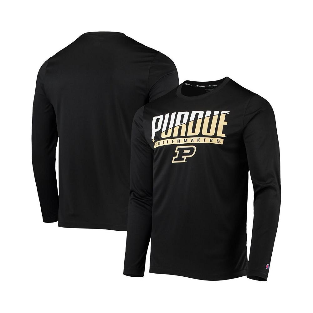 Men's Black Purdue Boilermakers Wordmark Slash Long Sleeve T-shirt商品第1张图片规格展示