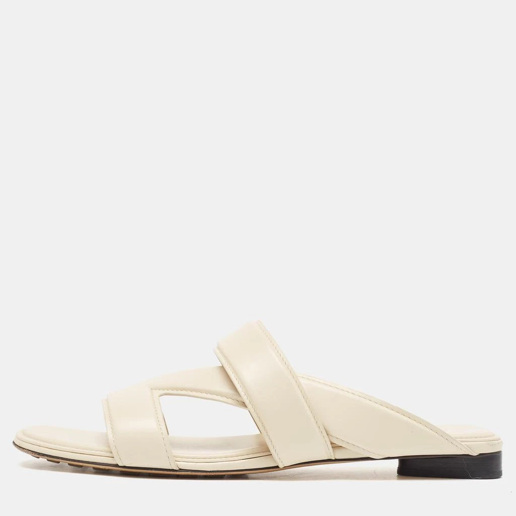 商品[二手商品] Bottega Veneta|Bottega Veneta Cream Leather Strappy Slides Size 40,价格¥3583,第1张图片