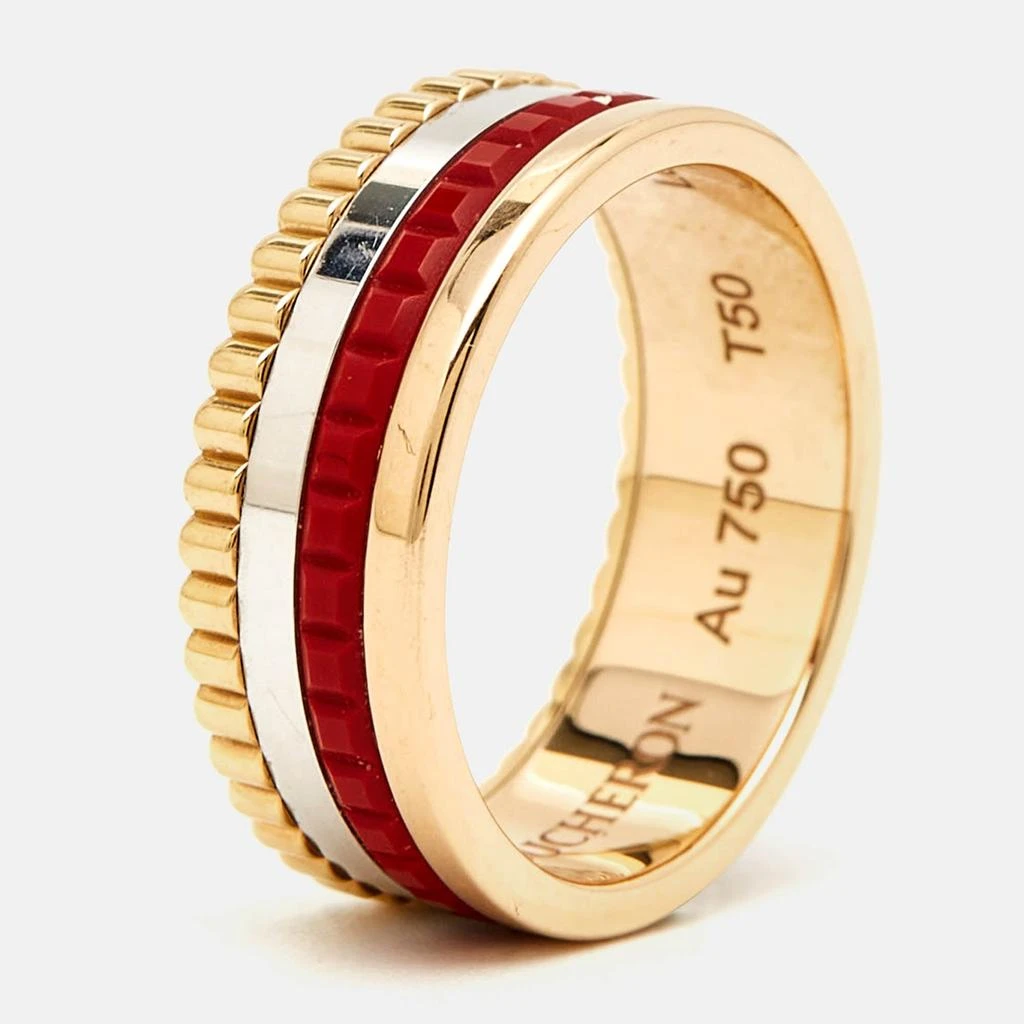 商品[二手商品] Boucheron|Quatre Red Edition Ceramic 18K Three Tone Gold Ring,价格¥39583,第1张图片