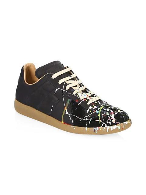 商品MAISON MARGIELA|Replica Paint Splatter Leather Low-Top Sneakers,价格¥4727,第1张图片