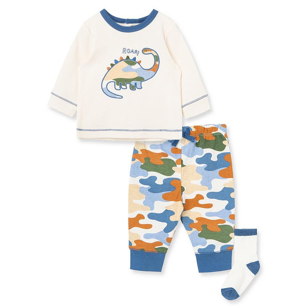 商品Little Me|Baby Boys Camo Dino T-shirt, Joggers and Socks, 3-Piece Set,价格¥156,第1张图片