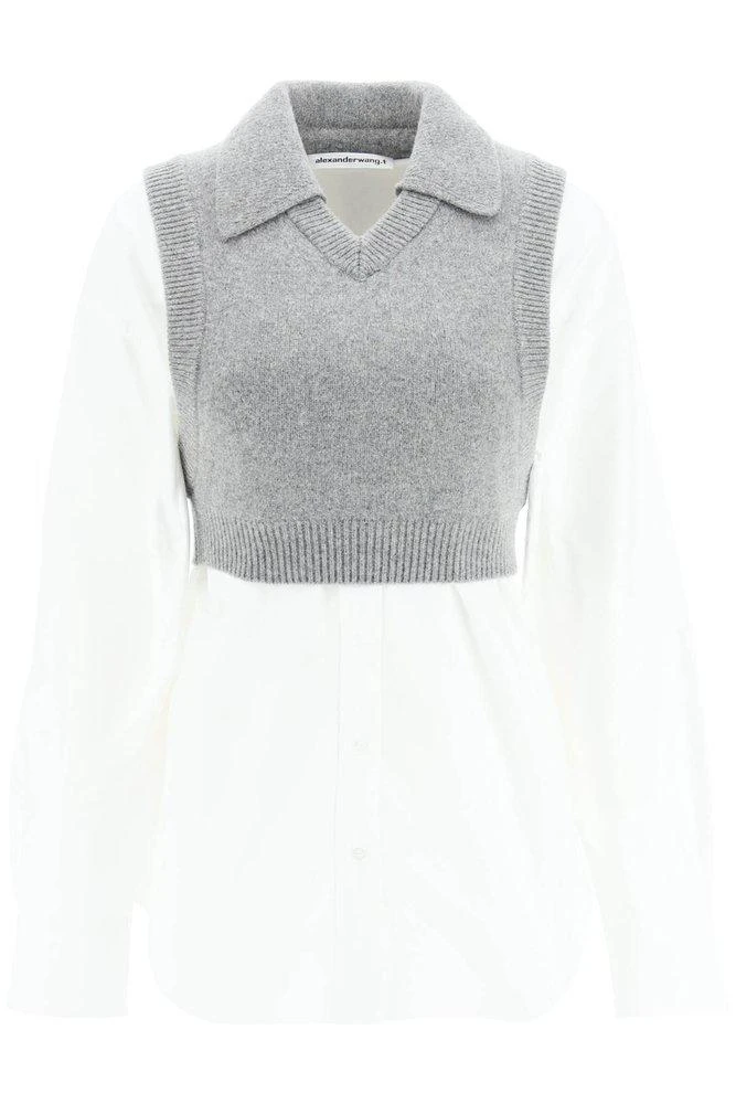 商品Alexander Wang|Alexander Wang Cropped Jumper Overlay Shirt,价格¥2311,第1张图片