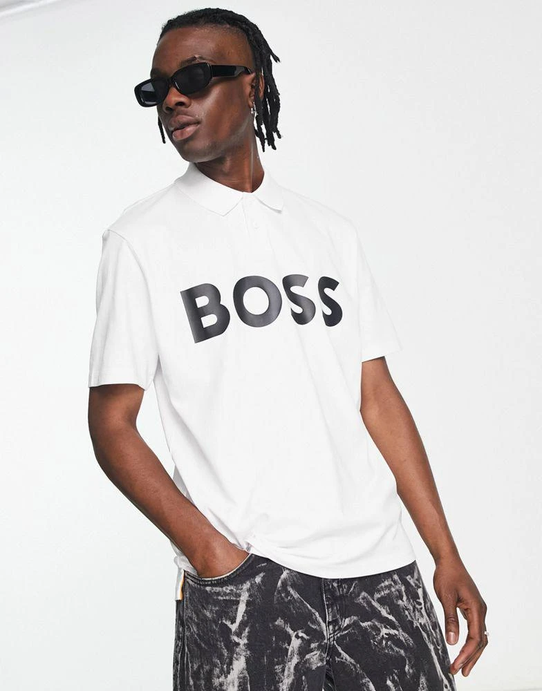 商品Hugo Boss|BOSS Orange PeBigLogo large logo short sleeve polo in white,价格¥557,第1张图片