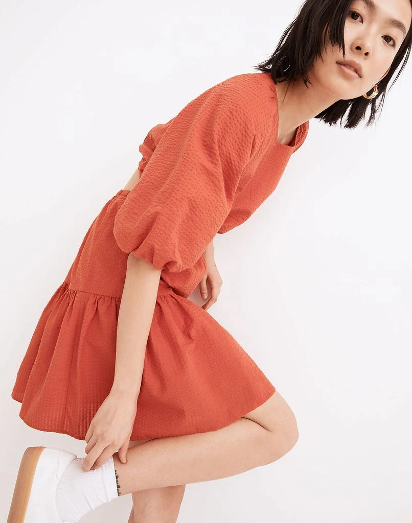 商品Madewell|Seersucker Puff-Sleeve Cutout Mini Dress,价格¥197,第4张图片详细描述