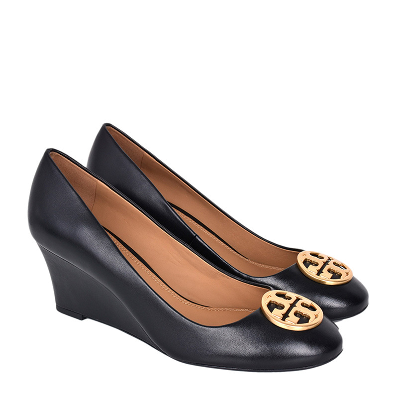 商品Tory Burch|Tory Burch 汤丽柏琦 女士黑色坡跟鞋 45899-006,价格¥1731,第1张图片