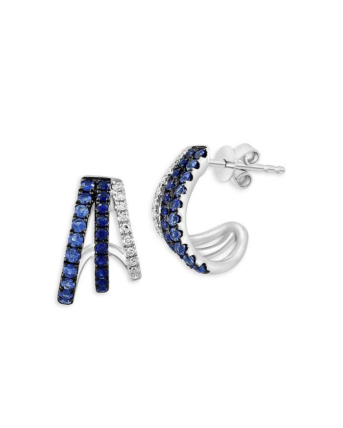 商品Bloomingdale's|Sapphire & Diamond Graduated J Hoop Earrings in 14K White Gold,价格¥5681,第2张图片详细描述