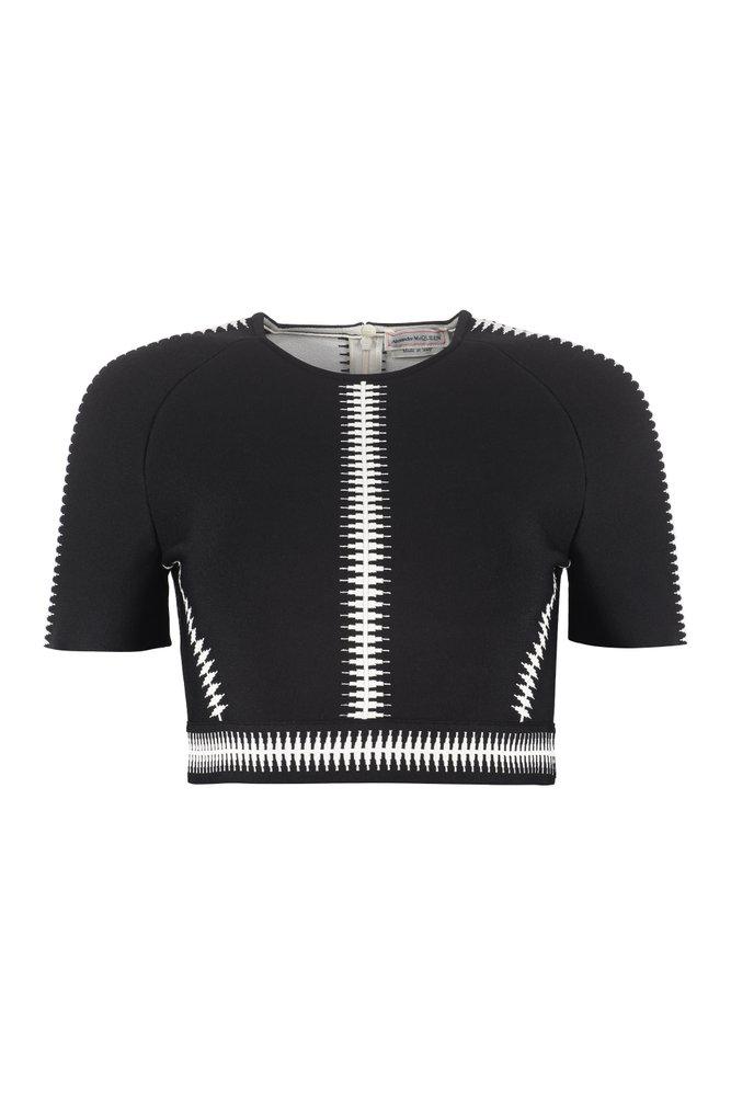 Alexander McQueen Embroidered Cropped T-Shirt商品第1张图片规格展示