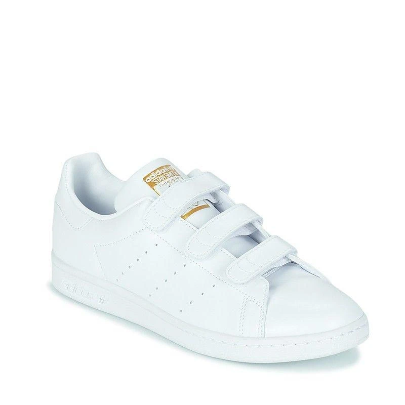 商品Adidas|ADIDAS阿迪达斯 经典STAN SMITH款 白色皮革金色logo印花鞋尾魔术贴板鞋休闲小白鞋,价格¥1225,第2张图片详细描述