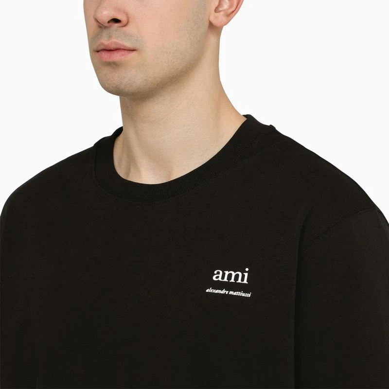 商品AMI|Black cotton T-shirt with logo,价格¥1035,第4张图片详细描述