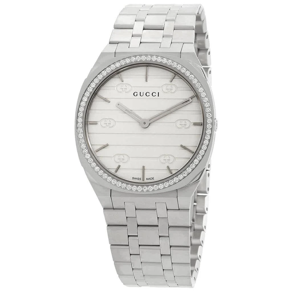 商品Gucci|Quartz Diamond White Dial Ladies Watch YA163401,价格¥18748,第1张图片