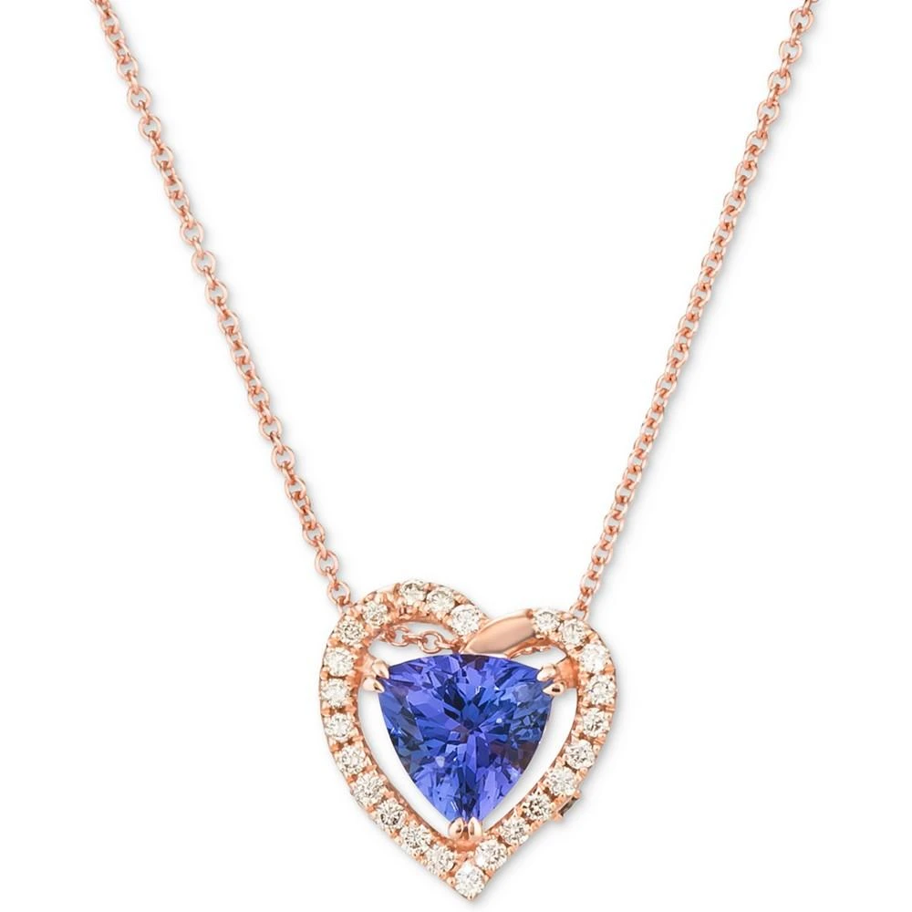 商品Le Vian|Chocolatier® Blueberry Tanzanite (1-1/10 ct. t.w.) & Diamond (1/5 ct. t.w.) Heart 18" Pendant Necklace in 14k Rose Gold,价格¥24397,第1张图片
