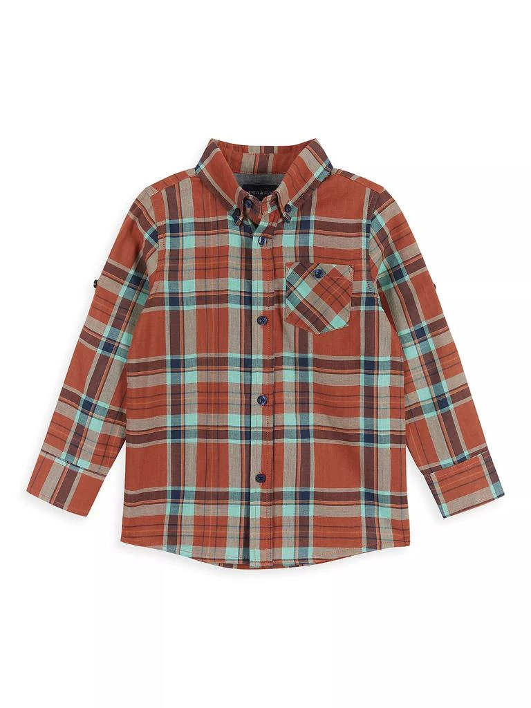 商品Andy & Evan|Baby Boy's, Little Boy's & Boy's Plaid Short-Sleeve Shirt & Pants Set,价格¥266,第3张图片详细描述