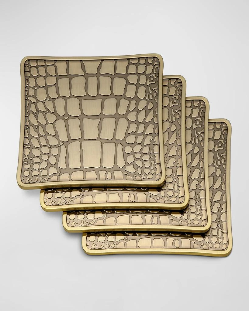 商品L'Objet|Crocodile Antiqued Brass Coasters, Set of 4,价格¥1737,第2张图片详细描述